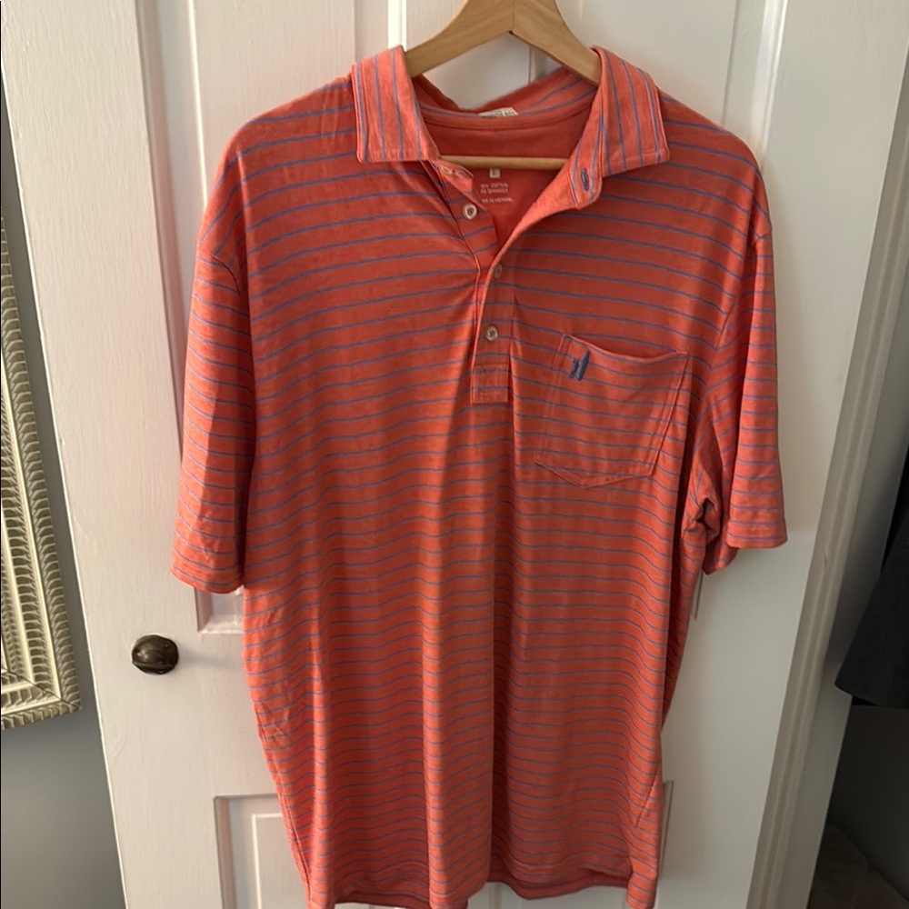 johnnie-O Blue and Orange Polo Shirt with Classic Collar